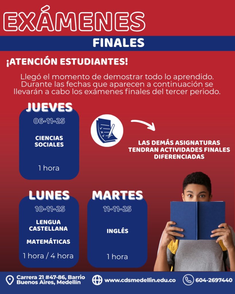 Fechas exámenes finales 3er periodo